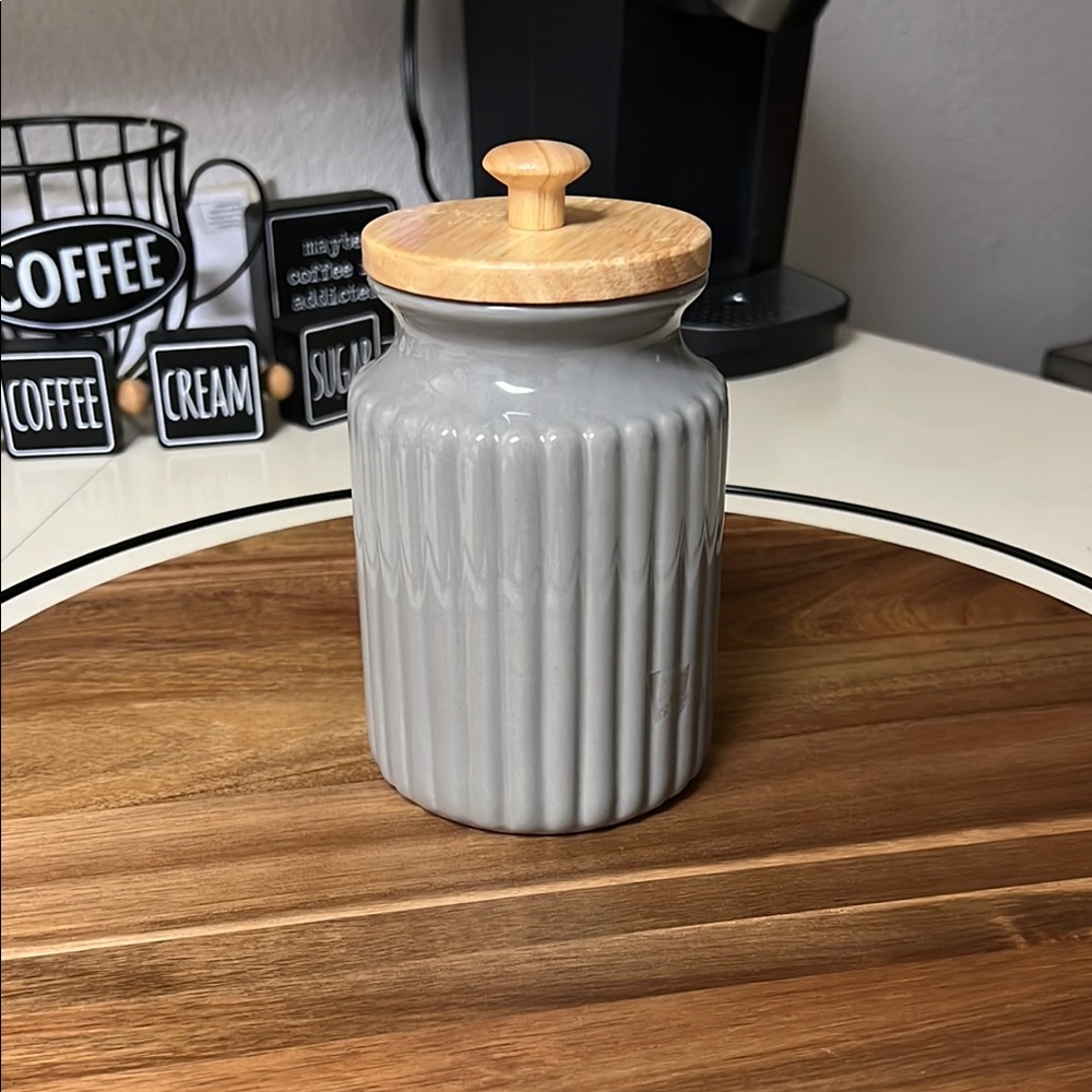 Gray Ceramic Food Storage Jar
